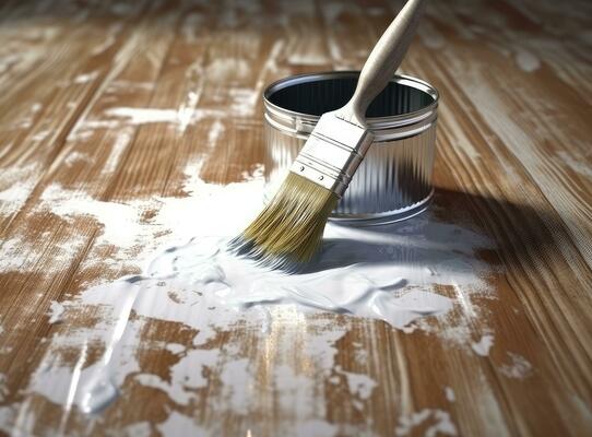 A white table topped with paint and brushes. Paint brushes painting. -  PICRYL - Public Domain Media Search Engine Public Domain Image