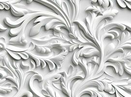 Patterns on the ceiling gypsum sheets of white flowers, plaster background - floral pattern, seamless pattern. Created with Generative AI technology. photo