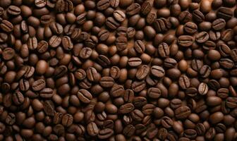 Coffee beans background. Morning drink wallpaper. For banner, postcard, illustration. Created with generative AI tools photo