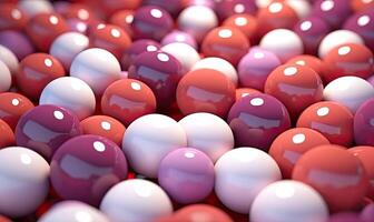 The background of glossy pink balls. Beautiful banner for postcard, illustration. Created with tools photo