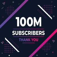 Thank you 100m subscribers or followers. web social media modern post design vector