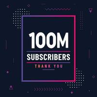 Thank you 100m subscribers or followers. web social media modern post design vector