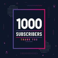 Thank you 1000 subscribers or followers. web social media modern post design vector