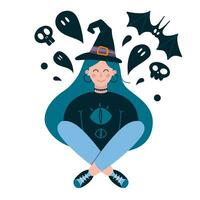 Halloween witch, cartoon style. Trendy modern vector illustration isolated on white background