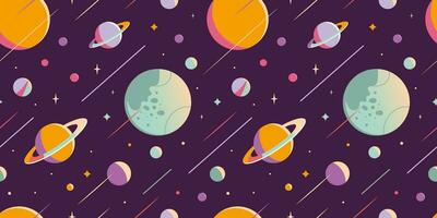 Outer Space Seamless pattern, abstract Background with planets and stars. Trendy modern vector illustration, hand drawn, flat