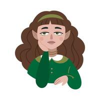 Beautiful forest elf girl, cartoon style. Trendy modern vector illustration, hand drawn