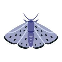 Night moth, insect with wings, cartoon style. Trendy modern vector illustration isolated on white background, hand drawn