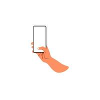 hands using smartphone with blank screen over white background vector