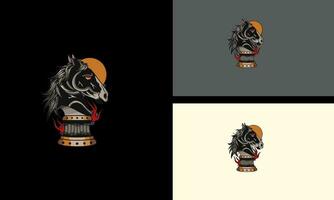 cabeza negro caballo vector mascota diseño