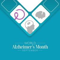 Alzheimer's Month is observed every year in September,  it is a progressive disease, where dementia symptoms gradually worsen over a number of years. Vector illustration