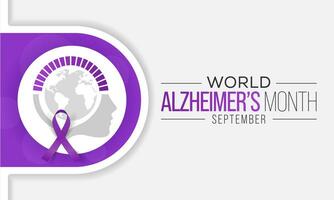 Alzheimer's Month is observed every year in September,  it is a progressive disease, where dementia symptoms gradually worsen over a number of years. Vector illustration