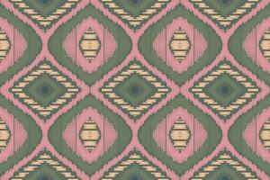Ikat Damask Embroidery Background. Ikat Design Geometric Ethnic Oriental Pattern traditional.aztec Style Abstract Vector illustration.design for Texture,fabric,clothing,wrapping,sarong.