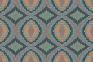 Ikat Seamless Pattern Embroidery Background. Ikat Background Geometric Ethnic Oriental Pattern Traditional. Ikat Aztec Style Abstract Design for Print Texture,fabric,saree,sari,carpet. vector