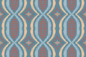 Ikat Paisley Pattern Embroidery Background. Ikat Pattern Geometric Ethnic Oriental Pattern traditional.aztec Style Abstract Vector illustration.design for Texture,fabric,clothing,wrapping,sarong.