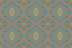 Ikat Damask Paisley Embroidery Background. Ikat Frame Geometric Ethnic Oriental Pattern traditional.aztec Style Abstract Vector illustration.design for Texture,fabric,clothing,wrapping,sarong.