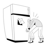 Trendy Checking Refrigerator vector