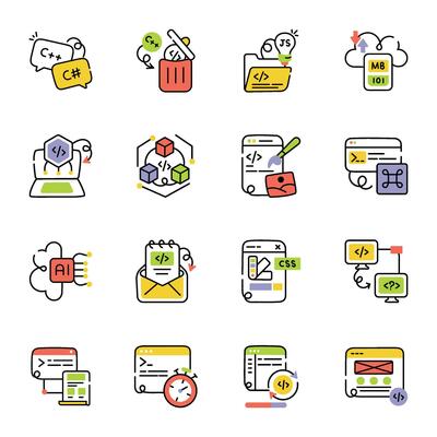Collection of Website Development Hand Drawn Icons