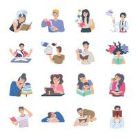 Bundle of Student Characters Flat Illustrations vector