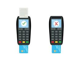 Concept of approved and refused credit card payment POS terminal vector