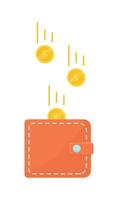 Falling coins into a wallet vector