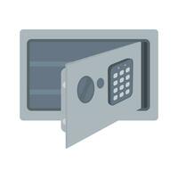 Safe box icon with open door in flat style vector