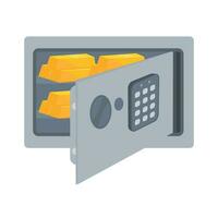 Safe and stacks of gold bars vector