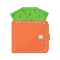 Wallet with paper money vector