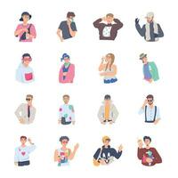 Pack of Fashion Characters Flat Illustrations vector