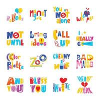 Trendy Bundle of Daily Life Words Flat Stickers vector
