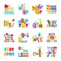 Modern Pack of Lettering Flat Stickers vector