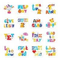 Pack of Motivational Texts Flat Stickers vector