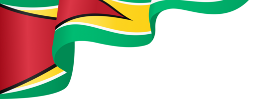 Guyana flag wave isolated on png or transparent background