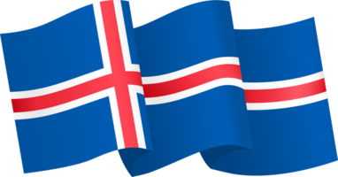 Iceland  flag wave isolated on png or transparent background