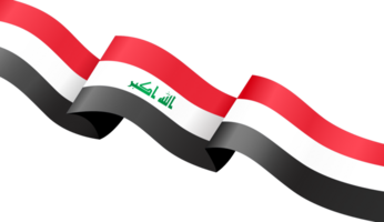 Iraq  flag wave isolated on png or transparent background