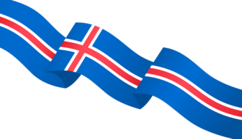 Iceland  flag wave isolated on png or transparent background