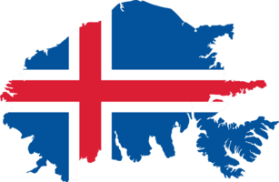 Iceland  flag on map on transparent  background or png