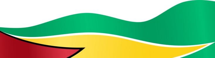 Guyana flag wave isolated on png or transparent background