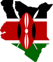 Kenya  flag on map on transparent  background or png