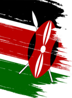 Kenya  flag on map on transparent  background or png