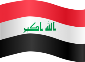 Iraq  flag wave isolated on png or transparent background