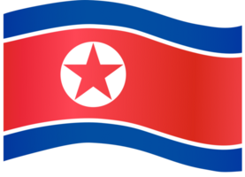 North Korea flag wave isolated on png or transparent background