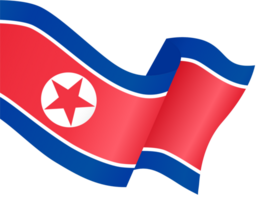 North Korea flag wave isolated on png or transparent background