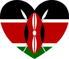 Kenya flag in heart shape isolated  on  transparent  background png