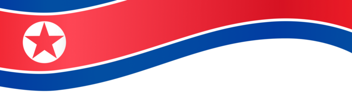 North Korea flag wave isolated on png or transparent background