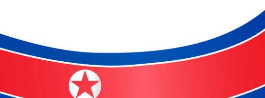 North Korea flag wave isolated on png or transparent background