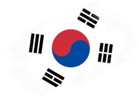 South Korea  flag with brush paint textured isolated  on png or transparent background