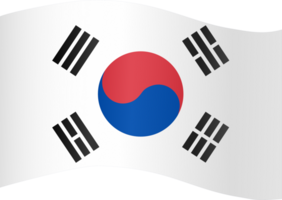 South Korea flag wave isolated on png or transparent background