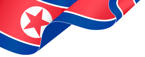 North Korea flag wave isolated on png or transparent background