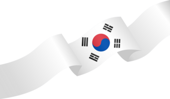 South Korea flag wave isolated on png or transparent background