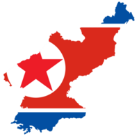 North Korea flag on map on transparent  background or png